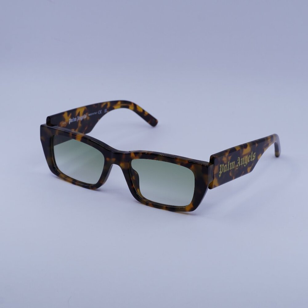 Palm Angels PERI002 PALM 6054 Sunglasses Havana Rectangle Frame, Green Lenses